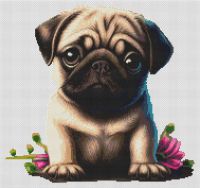 Pug and Flowers